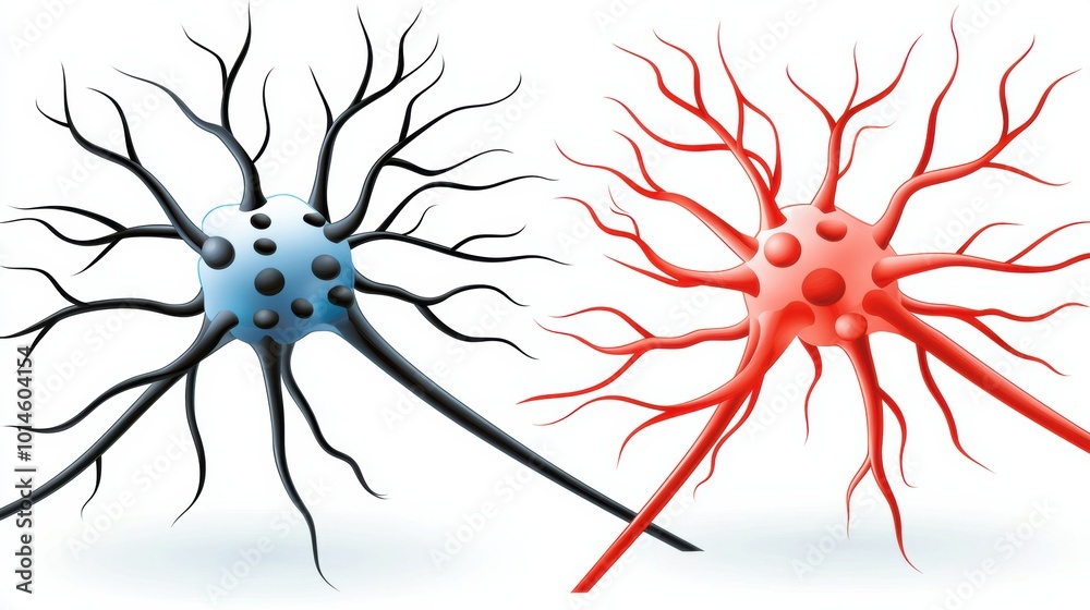 Poster colorful neurons with distinctive structures and patterns