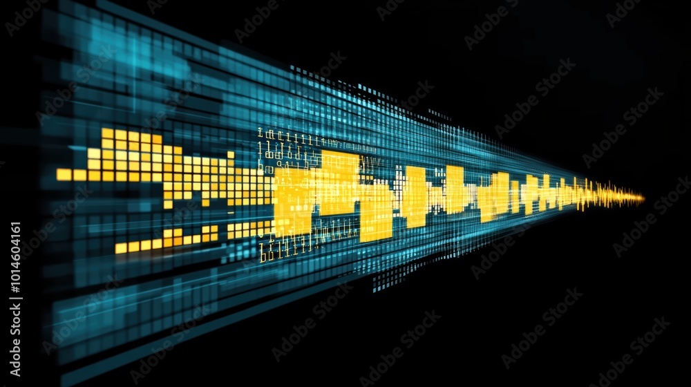 Poster abstract digital background with glowing binary elements