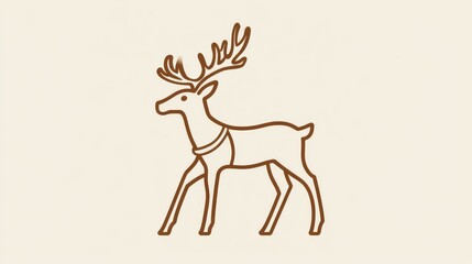 Simple outline of a reindeer with a simple harness.