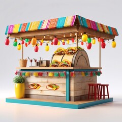 3D visualization of a Mexican-inspired taco stand