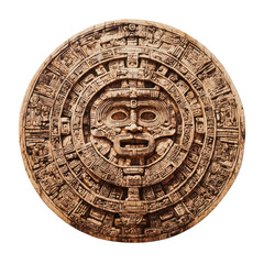 Intricate Circular Aztec Calendar Carving with Detailed Design.