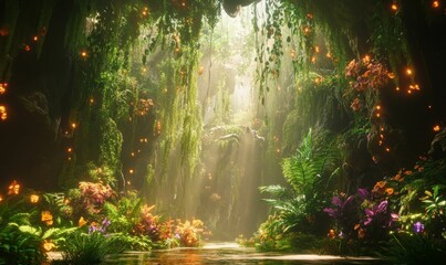Obraz premium Luminous foliage in a mystical jungle.