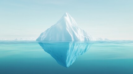 A large ice cube is floating in the ocean