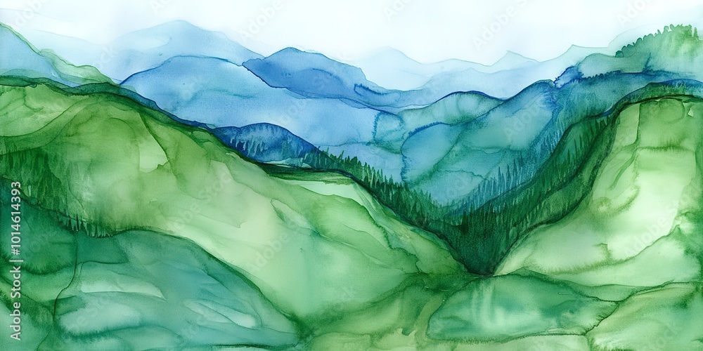 Sticker watercolor mountains 