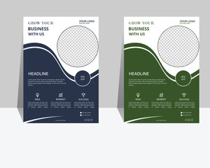 Elegant Corporate Business Flyer Template Vector Set with Navy Blue & Dark Green. Perfect for Marketing, Proposals, Promotions & Ads &ndash; A Modern Approach with Sophistication.