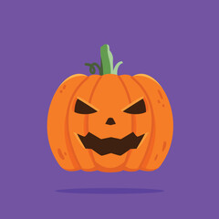 Halloween orange pumpkin carving, scary pumpkin expression suitable for poster and web