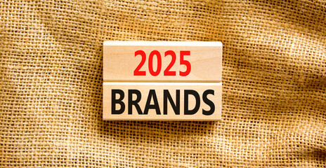 Planning 2025 brands new year symbol. Concept words 2025 Brands on beautiful wooden blocks....