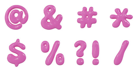 3D Render Pink Bubble Font Letter 