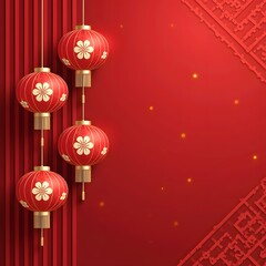 Red Lanterns with Floral Design