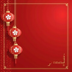 Red Lanterns with Floral Design