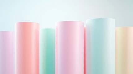 A row of colorful cylinders, each a different color