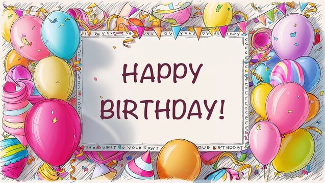 Happy Birthday card in sketch style