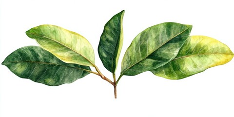 Naklejka premium Lush green leaves of Ficus elastica photographed in natural light