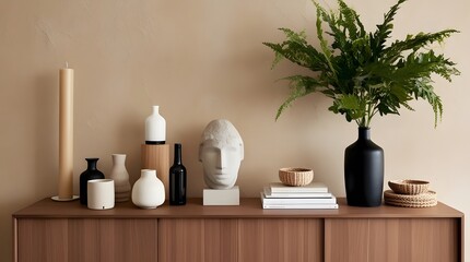 Interior design with flower vase of warm and cozy living room