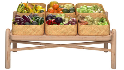 Shelves with vegetables