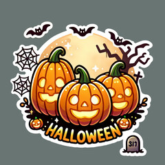 Halloween pumpkin illustration vector happy sticker