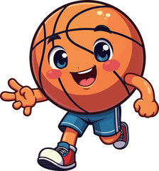 Happy Basketball Character Illustration