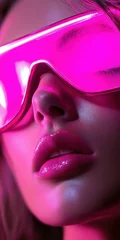 A striking portrait highlights a figure wearing bold pink sunglasses © BrandwayArt