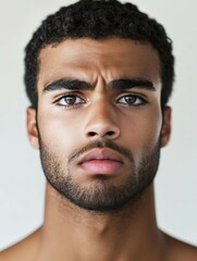 Obraz premium Athletic man with strong features poses for a portrait in clear lighting