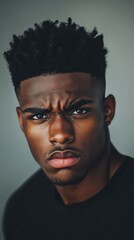 Fototapeta premium Handsome athletic man with an intense expression in a neutral setting