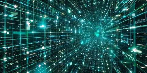 Fototapeta premium Patterned grid incorporating cybersecurity concepts.