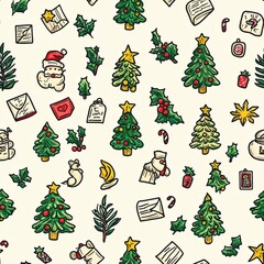 Seamless Christmas Cartoon Craft Pattern Design
