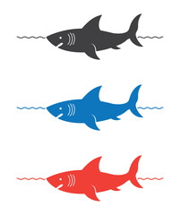 Shark fish in sea waves icon