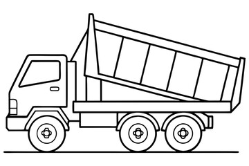  line drawing of a dump truck side view vector illustration 
