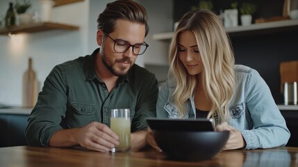 The Couple Enjoying Digital Content