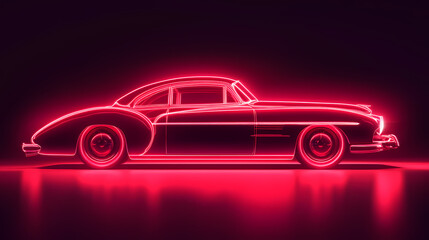red car vector neon art