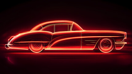 red car vector neon art