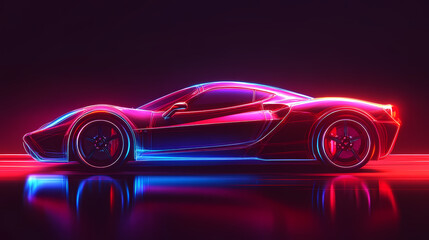 Naklejka premium red car vector neon art