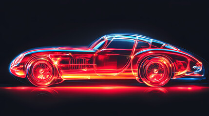 Naklejka premium red car vector neon art