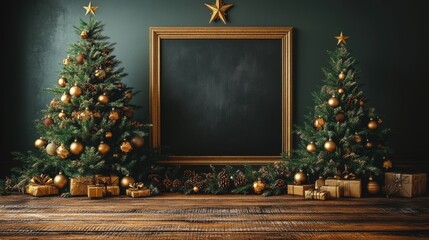 Elegant Christmas Tree Scene with Gold Decor