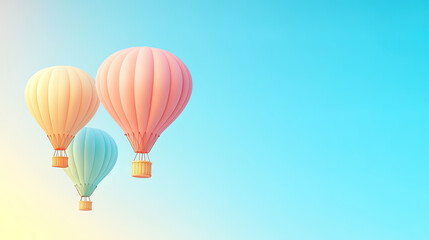 Fototapeta premium colorful hot air balloon in blue sky background, 3d illustration