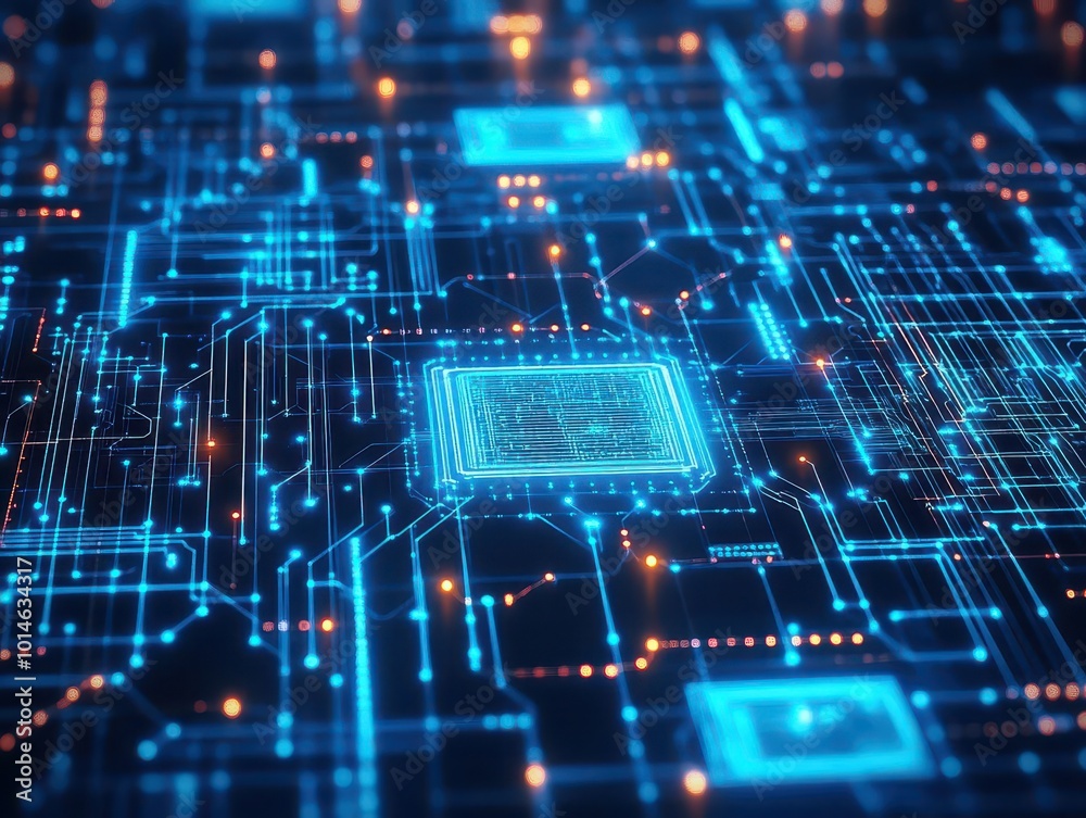 Aufkleber advanced ai, holographic neural networks, deep learning visualization, glowing blue circuits, digita