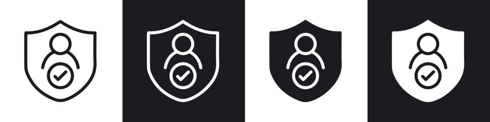 Authentication icons set. filled and line illustration