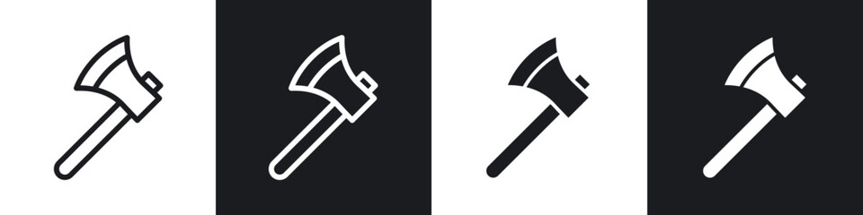 Axe icons set. filled and line illustration