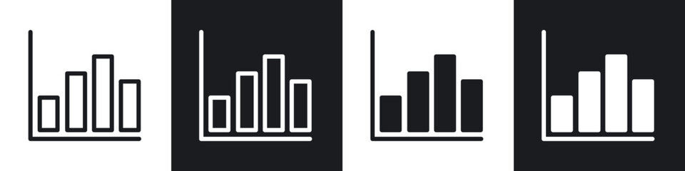 Bar chart icons set. filled and line illustration