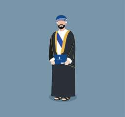 Omani man in university graduation dress