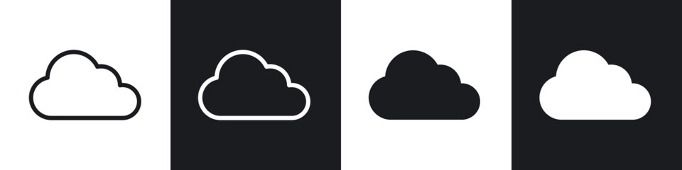 Cloud icons set. filled and line illustration