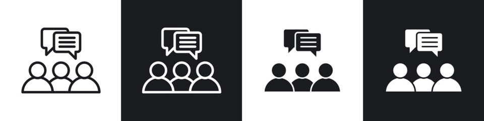 Communication icons set. filled and line illustration