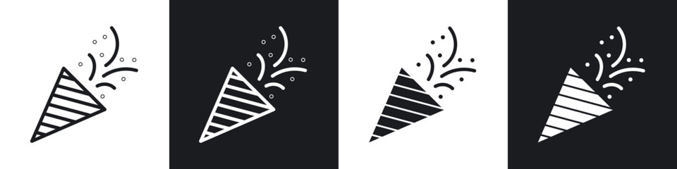Confetti icons set. filled and line illustration