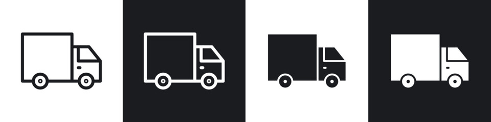 Delivery icons set. filled and line illustration