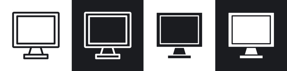 Desktop icons set. filled and line illustration