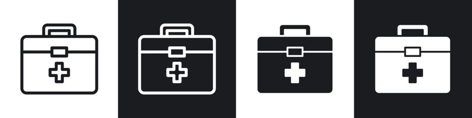 Fototapeta premium Doctor bag icons set. filled and line illustration
