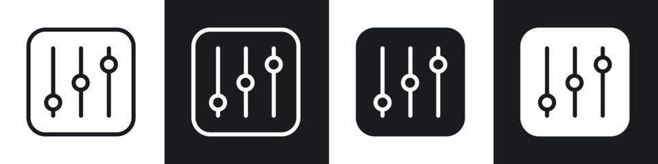 Equalizer icons set. filled and line illustration