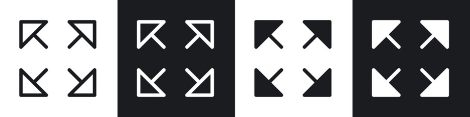 Expand icons set. filled and line illustration