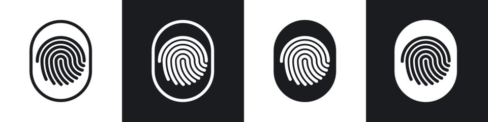 Fingerprint icons set. filled and line illustration