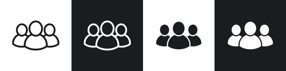 Group icons set. filled and line illustration